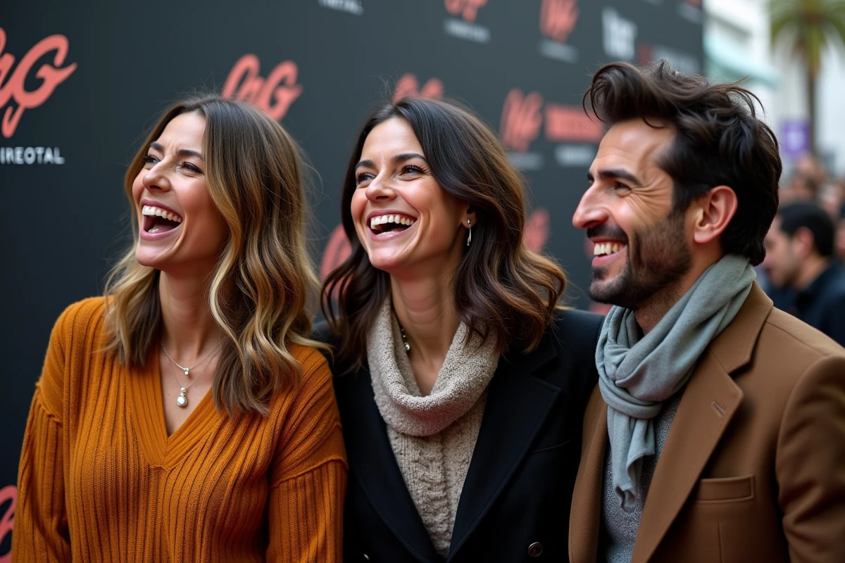 Groupe de célébrités espagnoles souriantes lors d'un festival de cinéma international