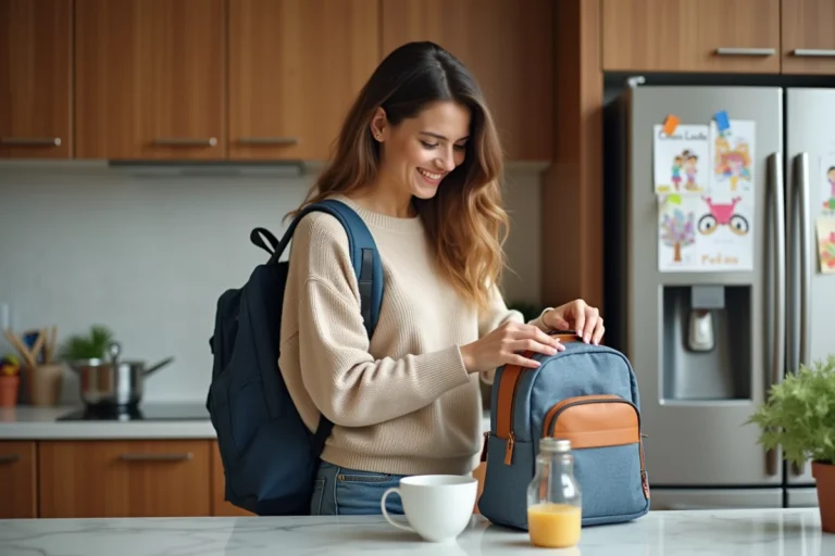 Femme préparant des collations saines pour son enfant dans la cuisine